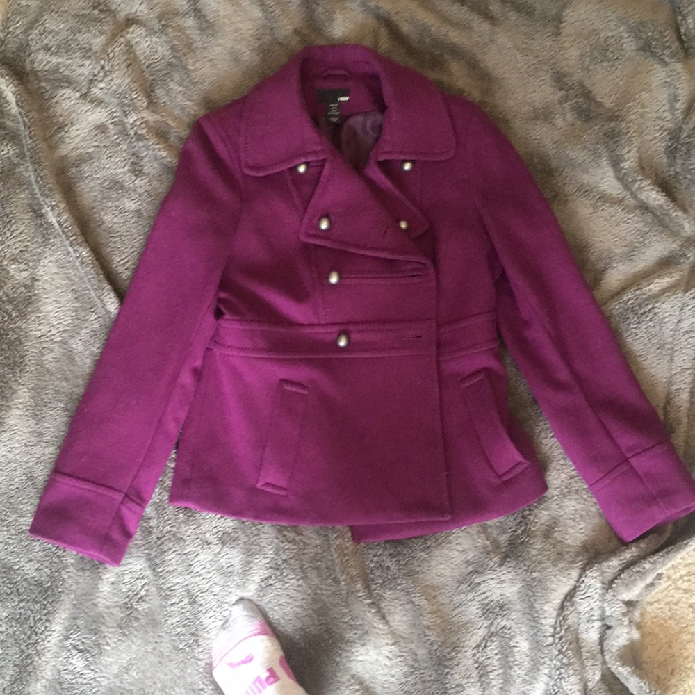 Purple H&M pea coat jacket size 8